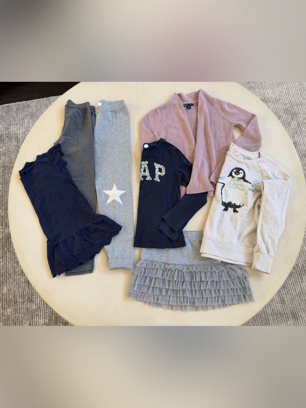 GAP Kids Bundle 7 pcs sequin penguin Tulle Cotton Shirt Leggings